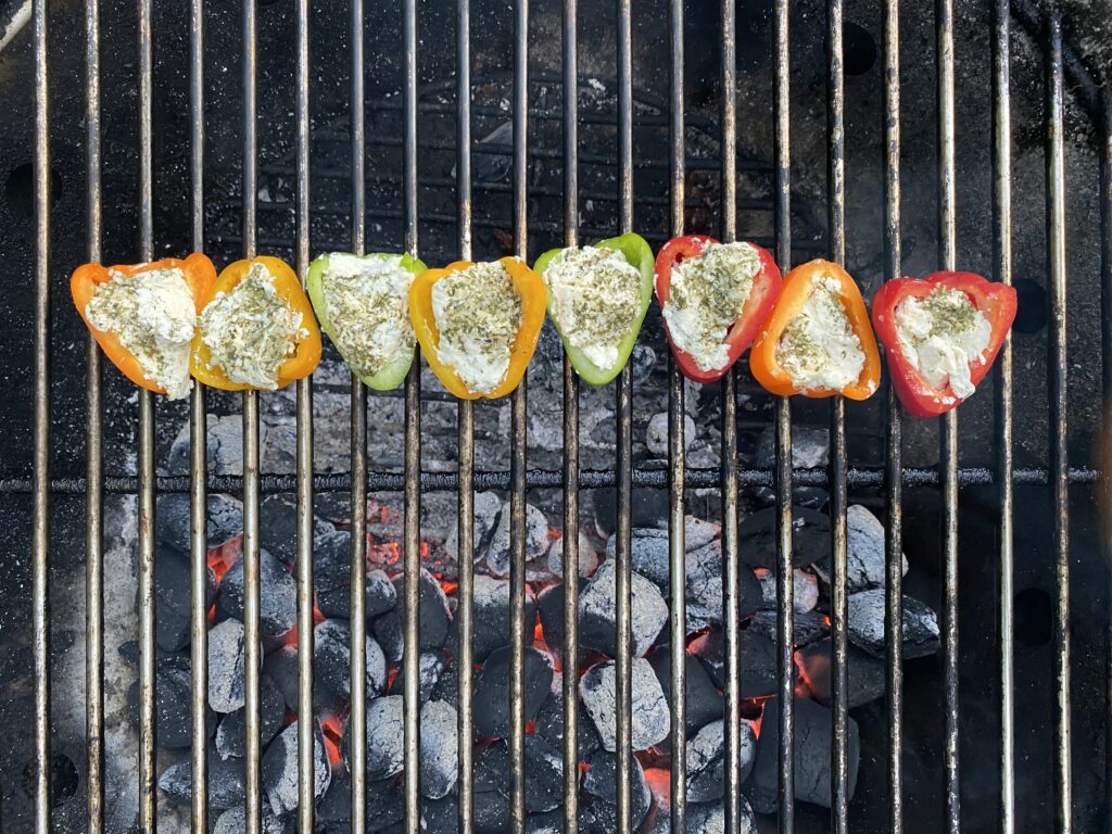 Recette-Poivrons farcis au champ sur barse au barbecue