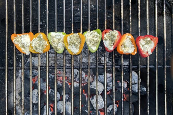 Recette-Poivrons farcis au champ sur barse au barbecue