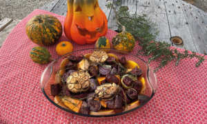 Soler-Recette-Barbecue-Halloween-Saucisses fumées et légumes d'automne